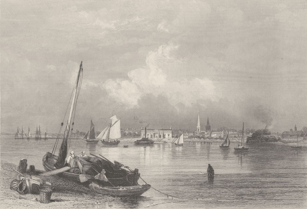 Southampton, Hampshire. FINDEN 1842 old antique vintage print picture